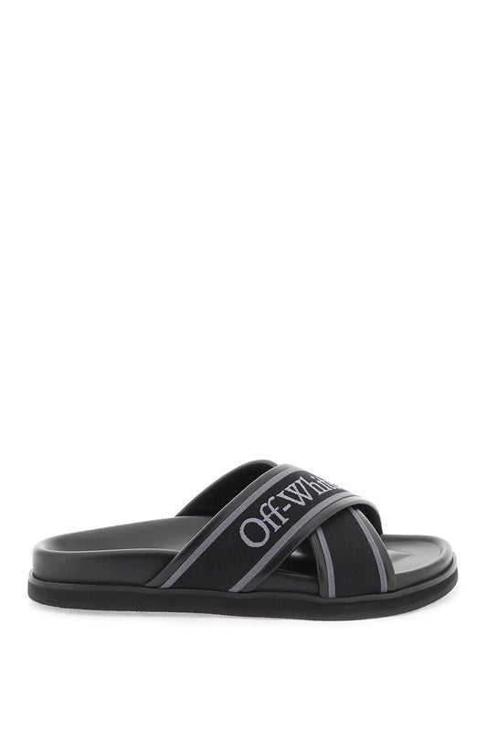 Embroidered Logo Slides With  - Black