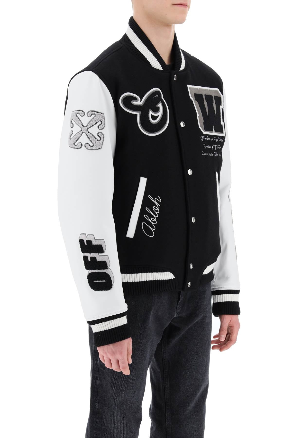 Lea Varsity Bomber Jacket  - White