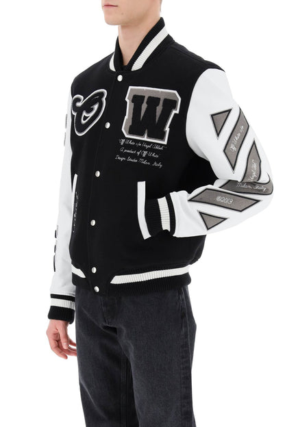 Lea Varsity Bomber Jacket  - White