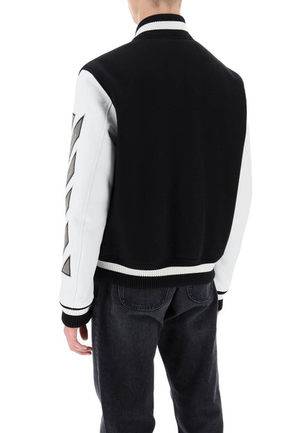 Lea Varsity Bomber Jacket  - White