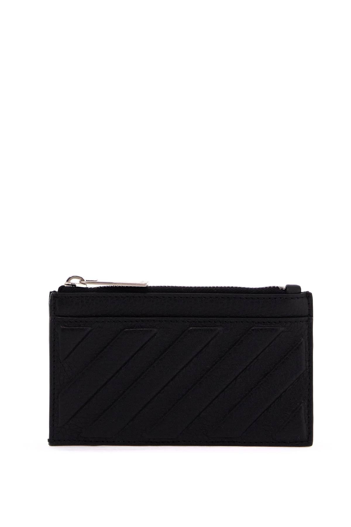 Leather Diag Card Holder  - Black