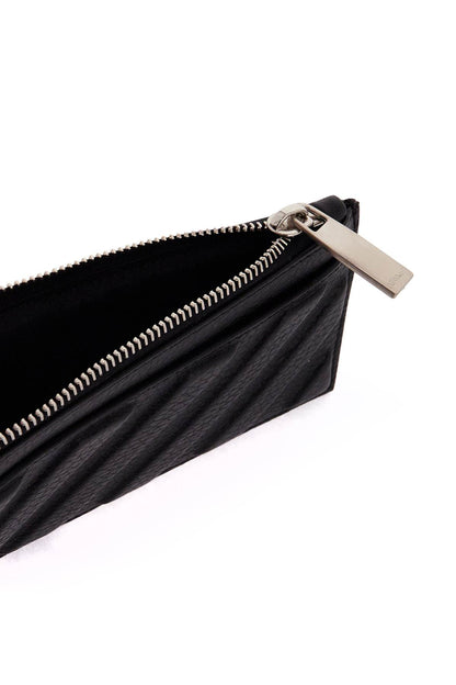 Leather Diag Card Holder  - Black