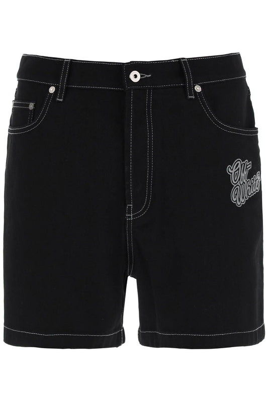 "denim Bermuda Shorts With 90  - Black