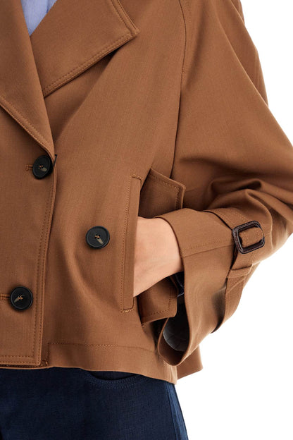 Short Rainproof Gabardine Trench  - Brown