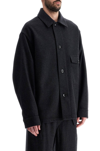 Wool Felt Overshirt In  - Black