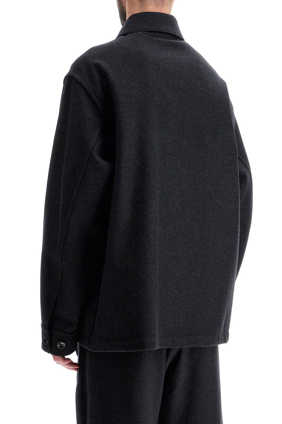 Wool Felt Overshirt In  - Black