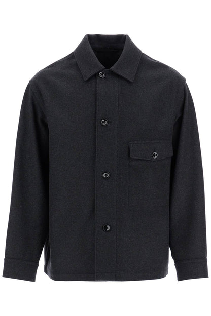 Wool Felt Overshirt In  - Black