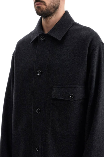 Wool Felt Overshirt In  - Black