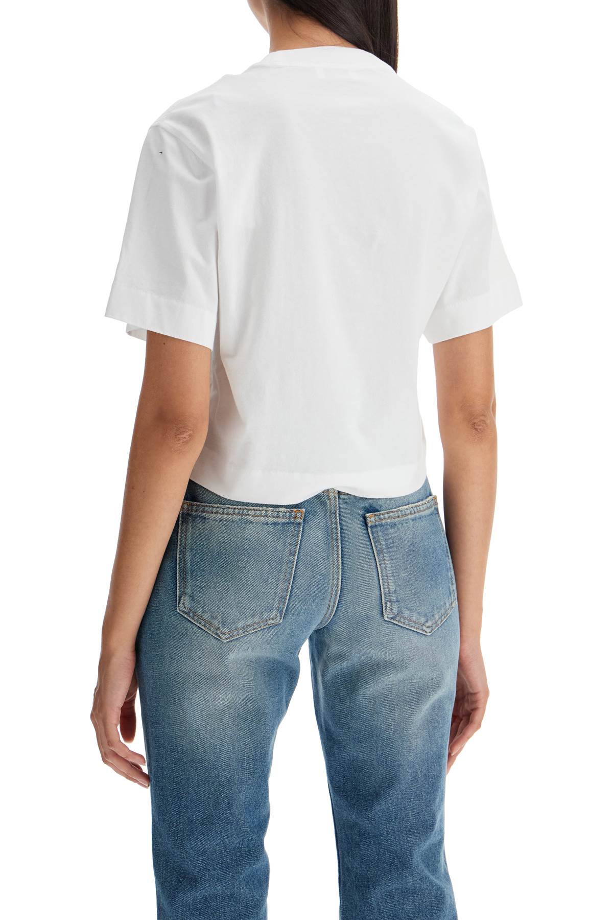 "arrow Embroidered Cropped T-shirt"  - Bianco