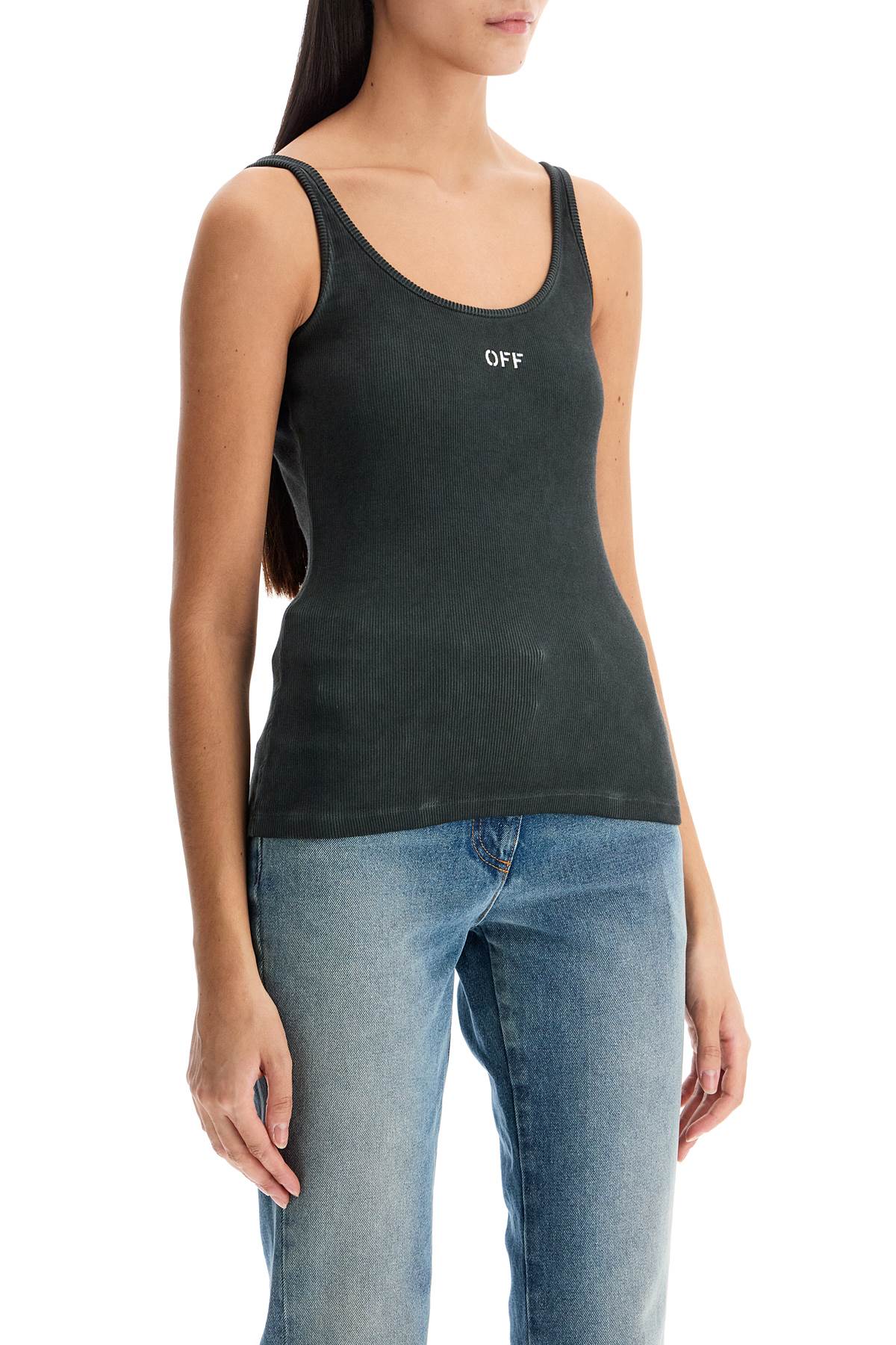 Stretch Cotton Tank Top For Women  - Grey