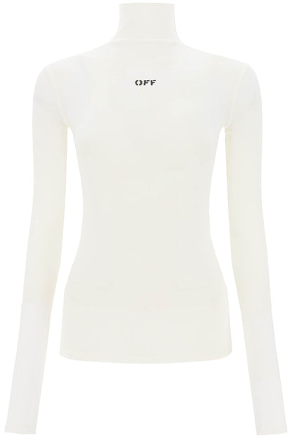 Funnel-neck T-shirt With Off Logo  - Bianco