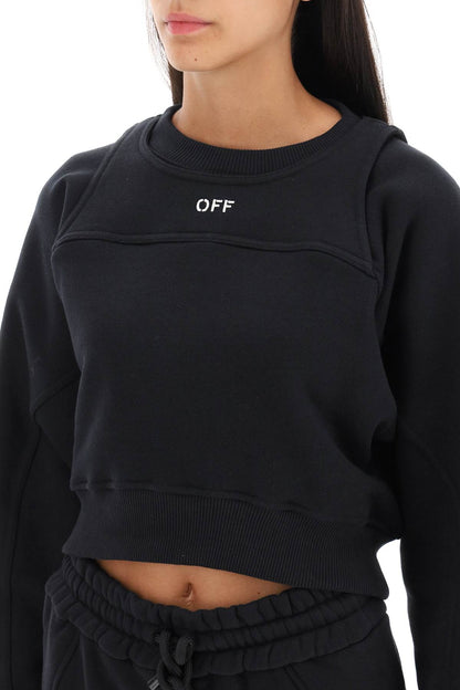 Cropped Crew-neck Sweatshirt  - Nero