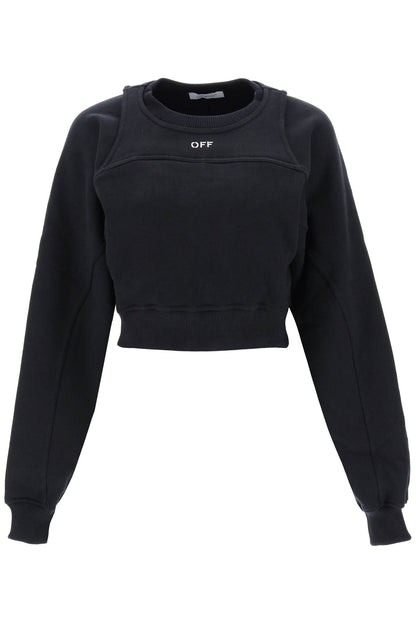 Cropped Crew-neck Sweatshirt  - Nero