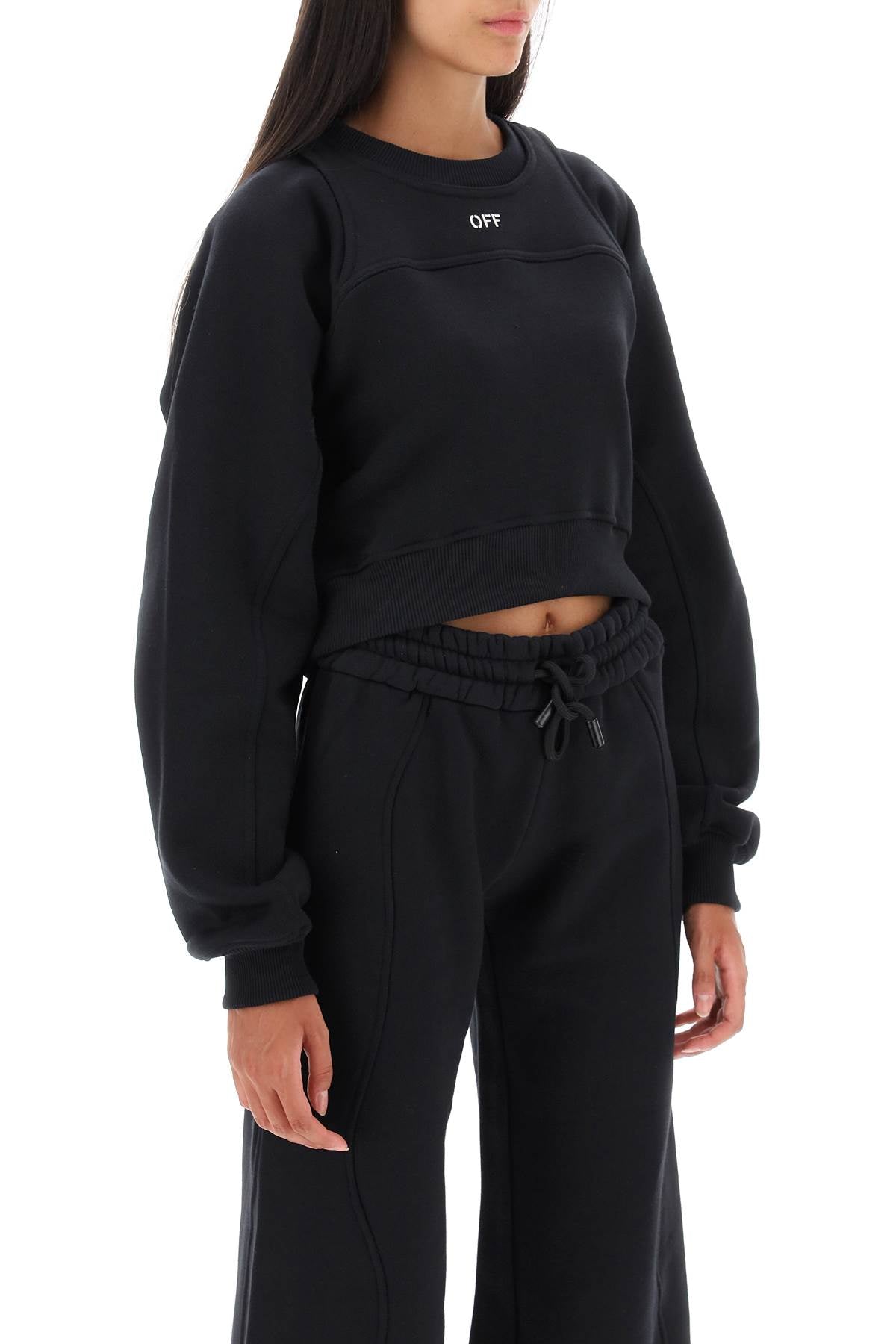 Cropped Crew-neck Sweatshirt  - Nero