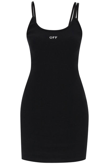 Tank Dress With Off Embroidery  - Black