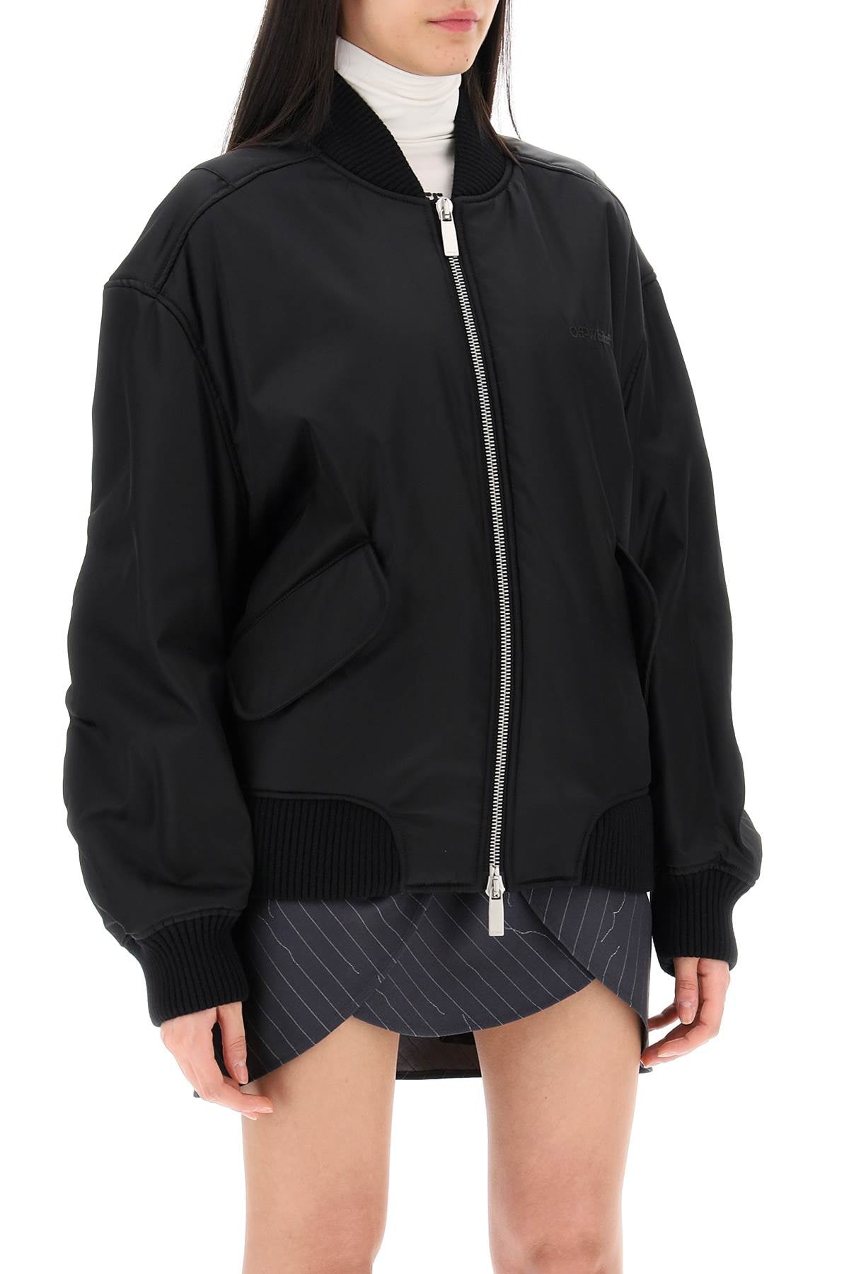 Nylon Twill Bomber Jacket  - Black