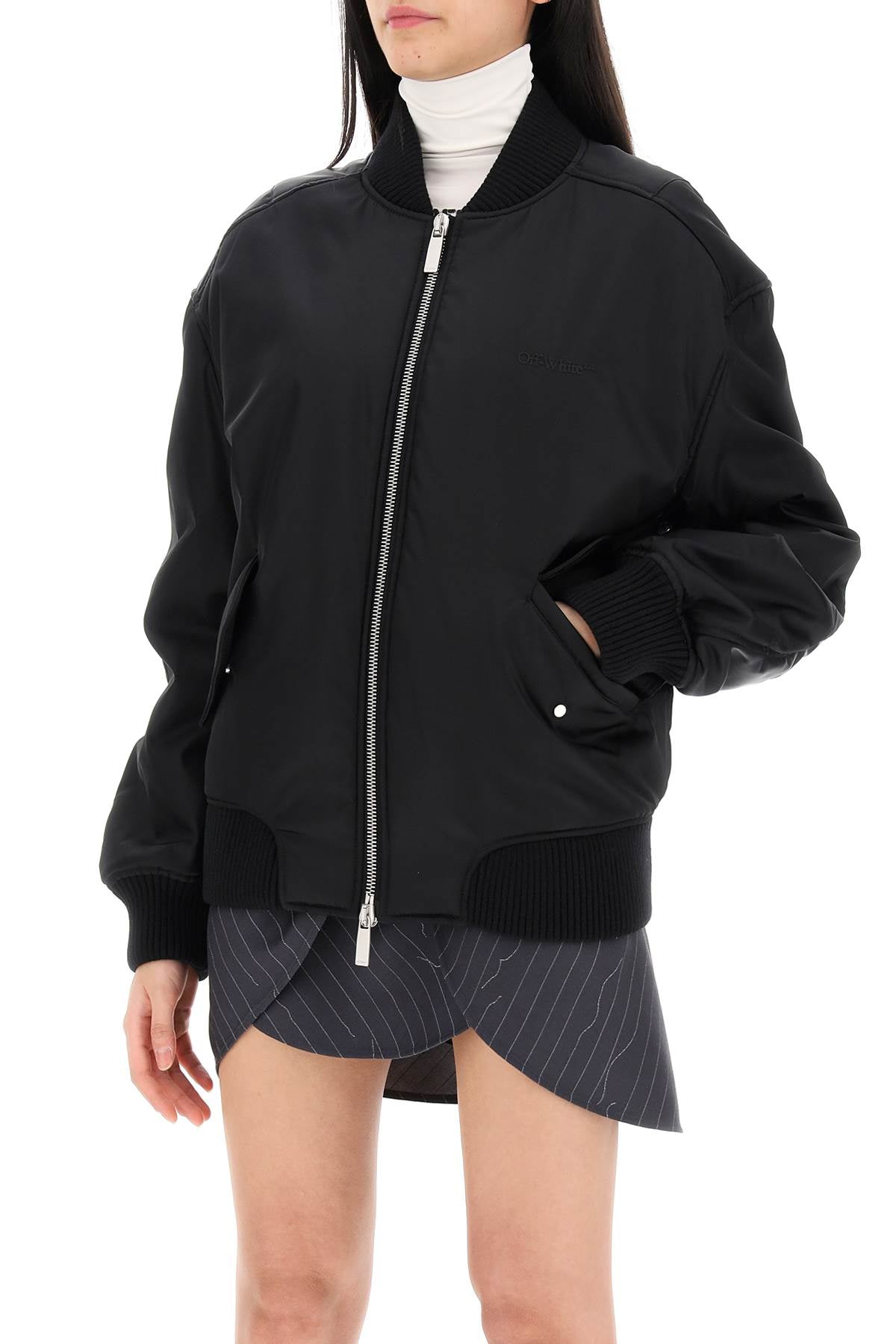 Nylon Twill Bomber Jacket  - Black