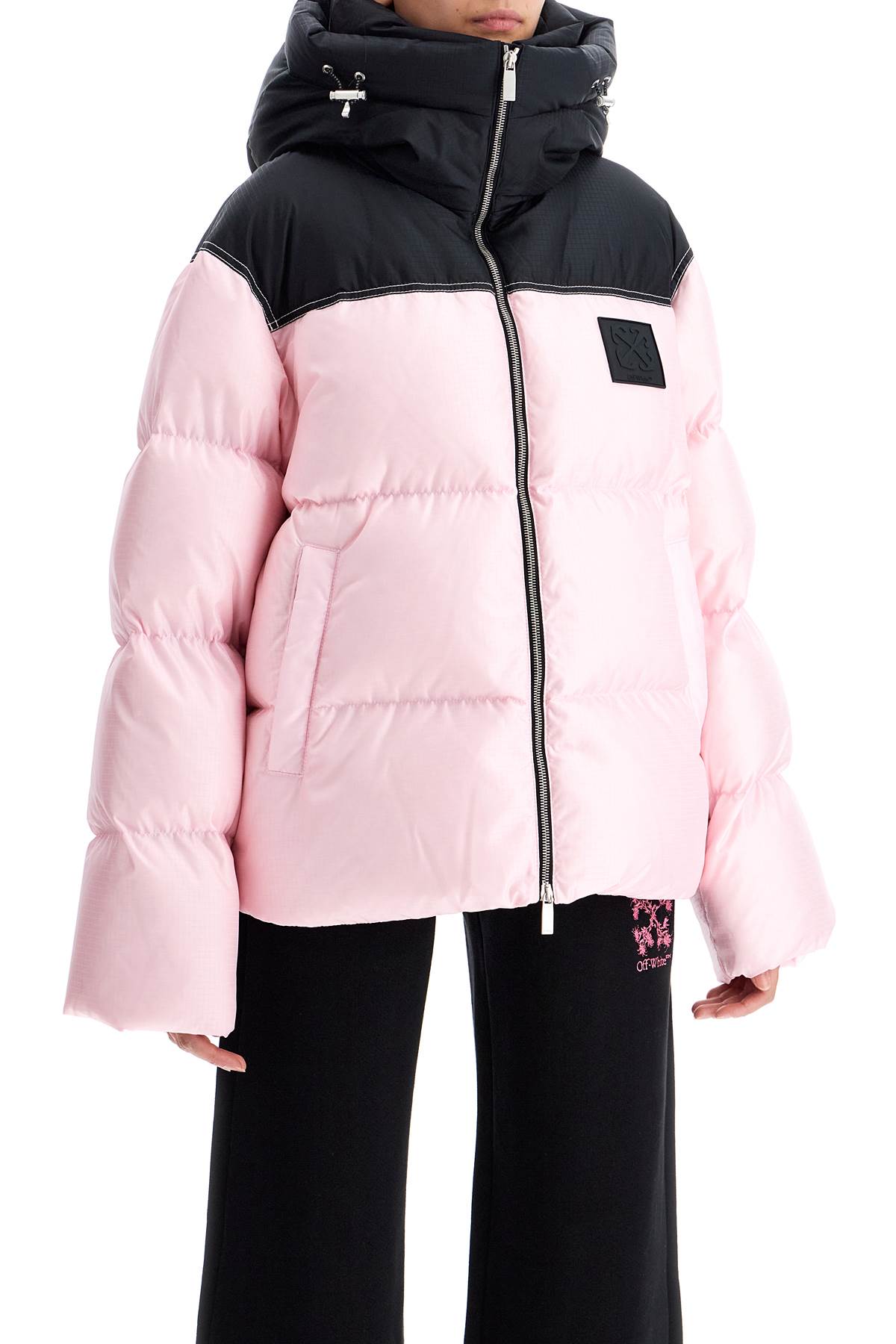 Oversized Down Jacket With  - Pink