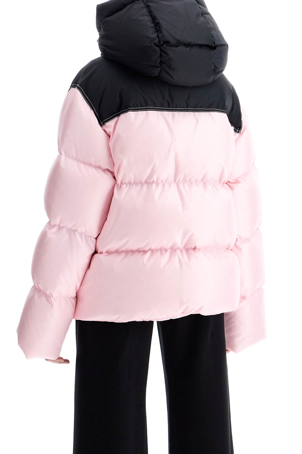 Oversized Down Jacket With  - Pink