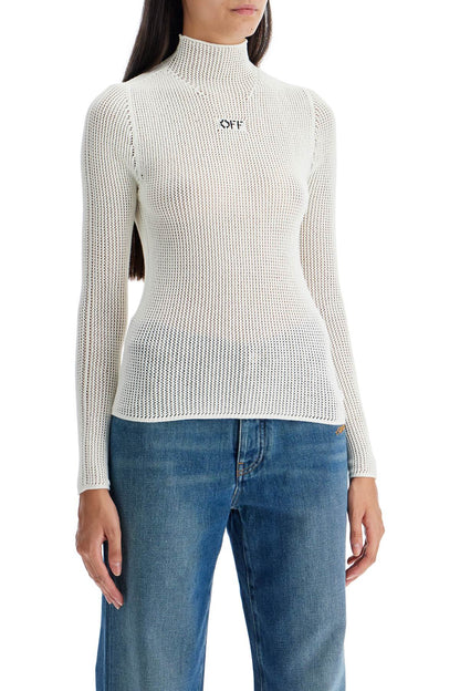 'off Net High Neck Top'  - White