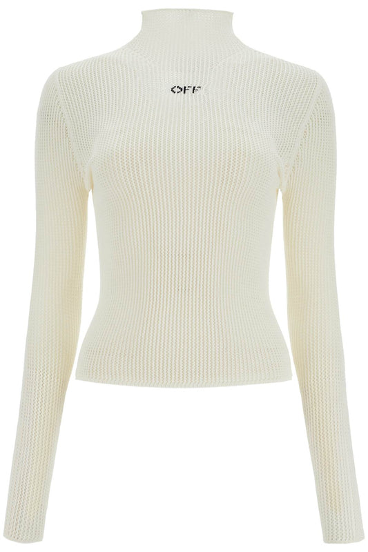 'off Net High Neck Top'  - White