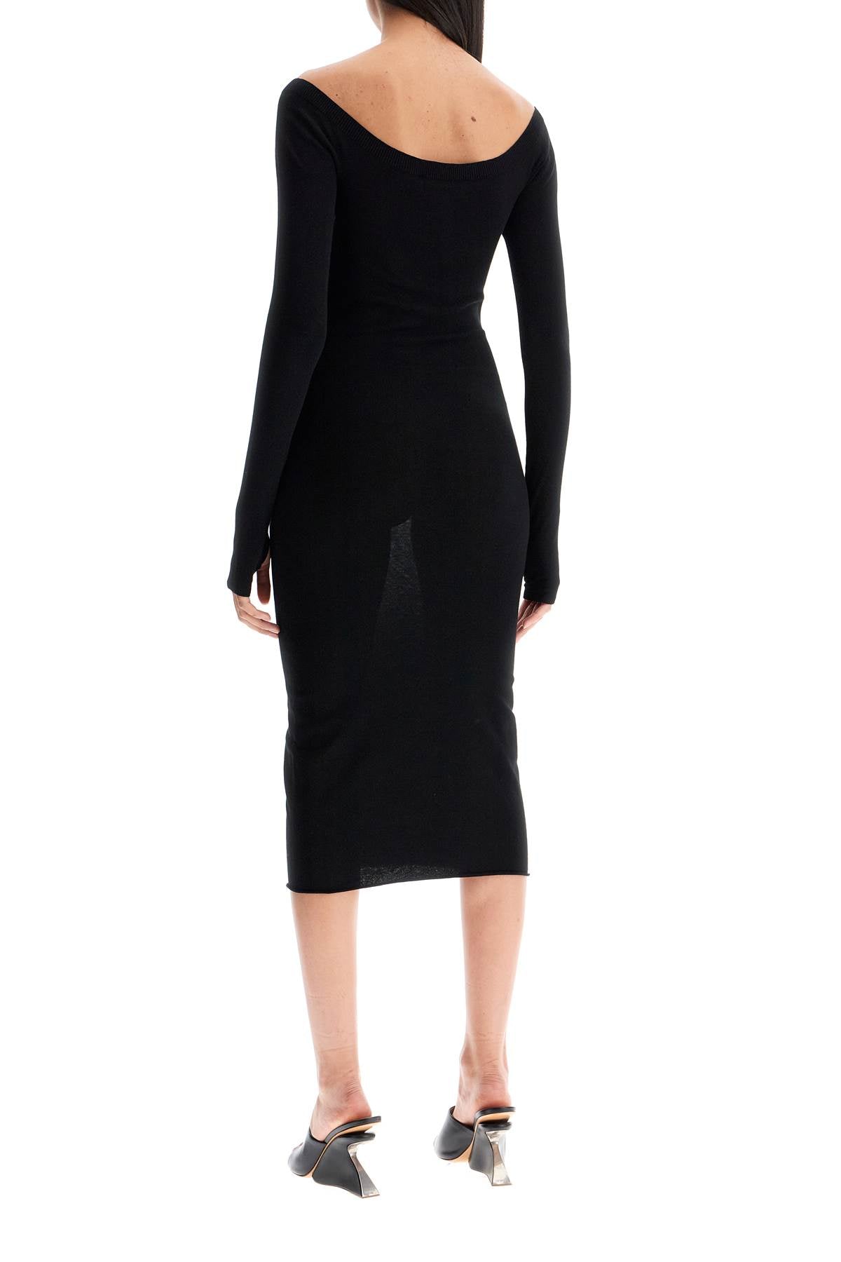 Lightweight Knit Midi Dress  - Black