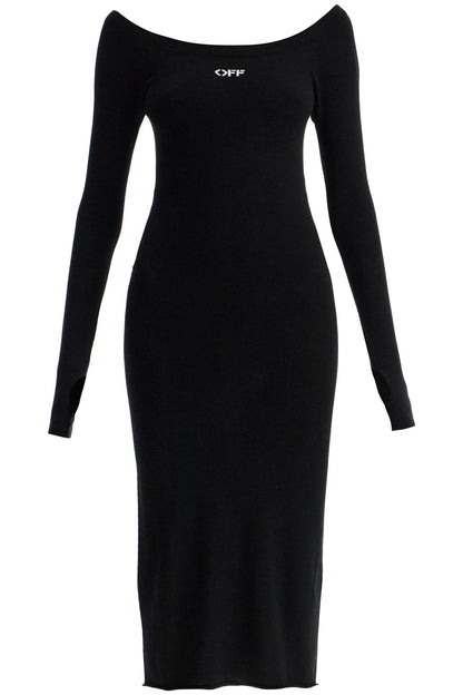 Lightweight Knit Midi Dress  - Black