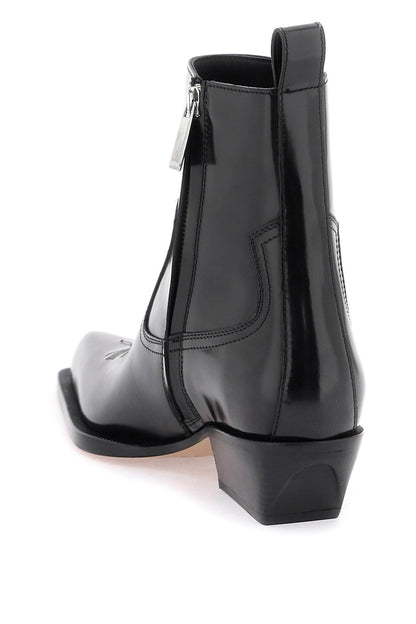 Leather Texan Ankle Boots  - Nero