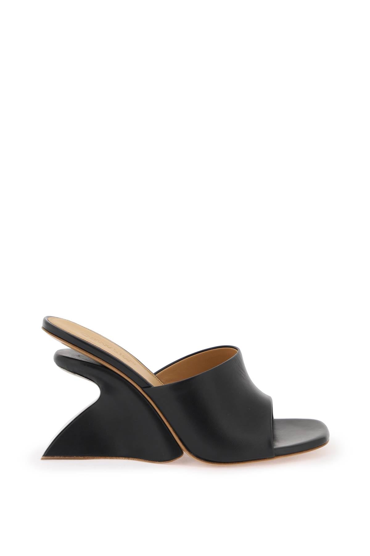 Wedge Heel Mules With Jug Design  - Black