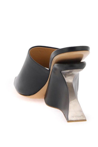 Wedge Heel Mules With Jug Design  - Black