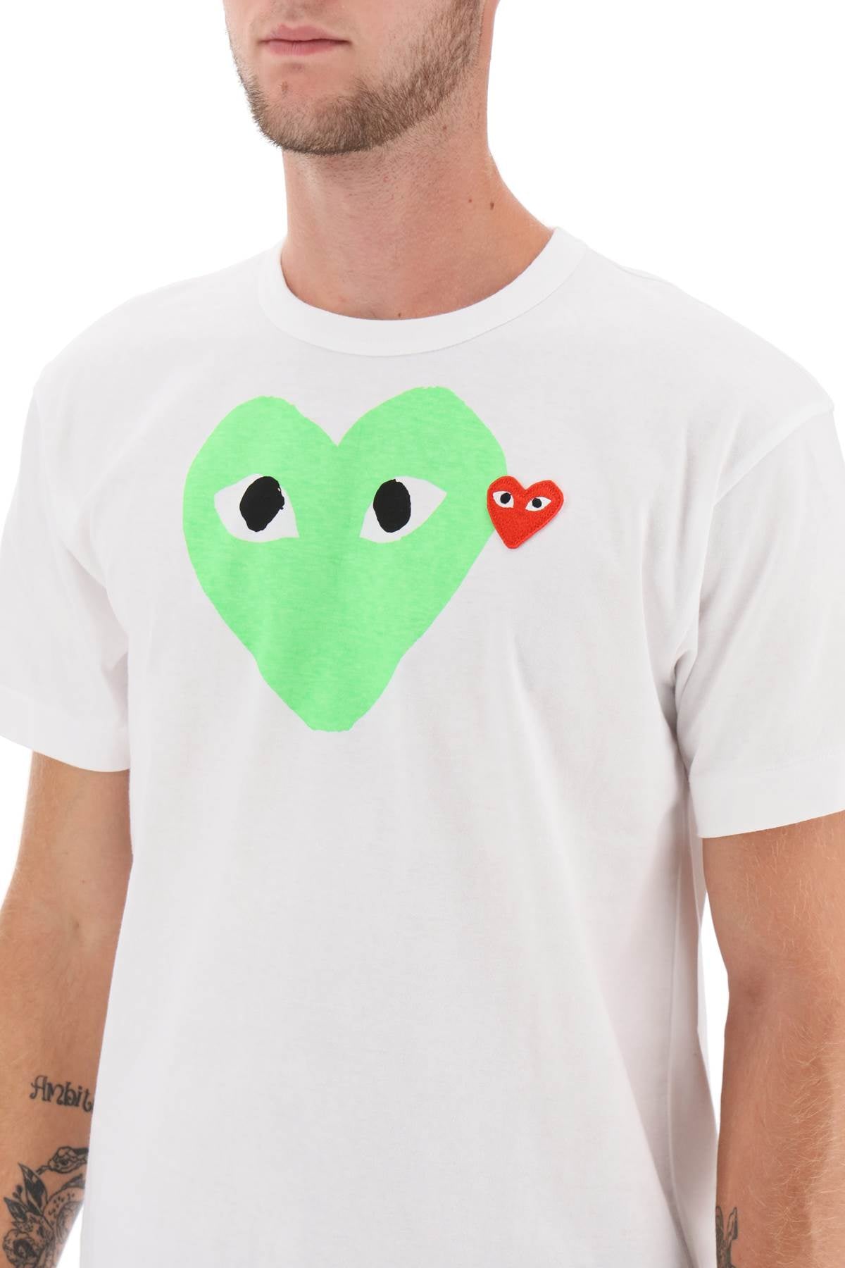 Heart Print T-shirt  - Bianco