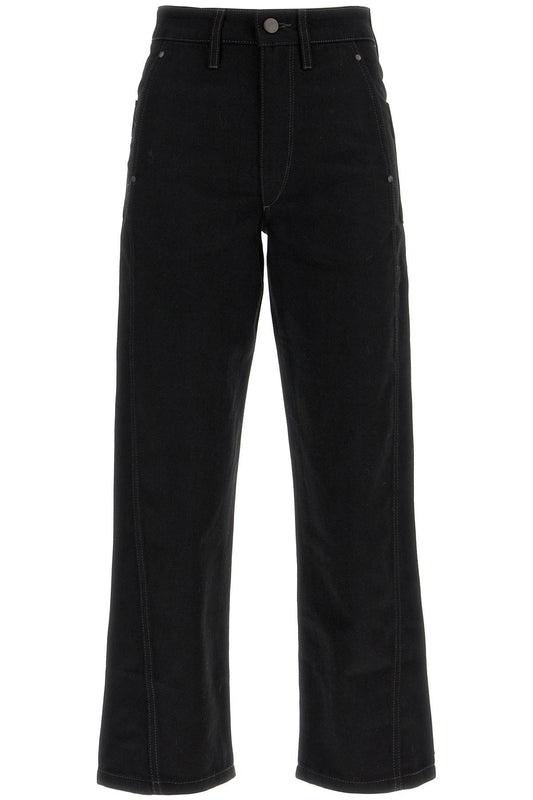 Cropped Pants With Twisted Seams  - Black