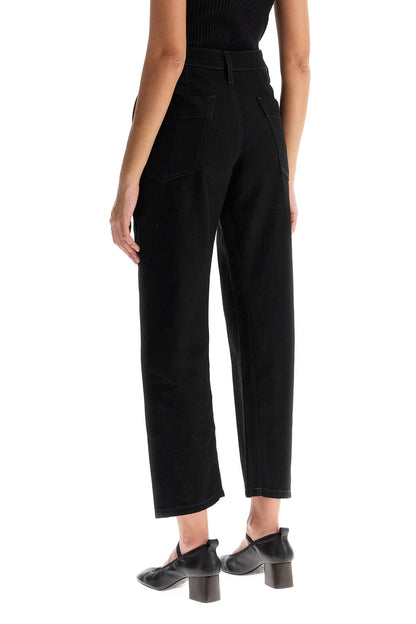 Cropped Pants With Twisted Seams  - Black