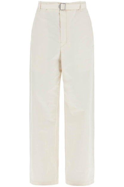 Straight-cut Pants With Belt  - White