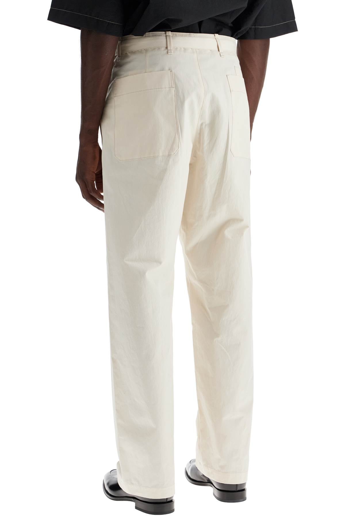 Straight-cut Pants With Belt  - White