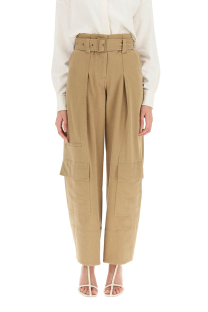 Cargo Pants With Matching Belt  - Beige