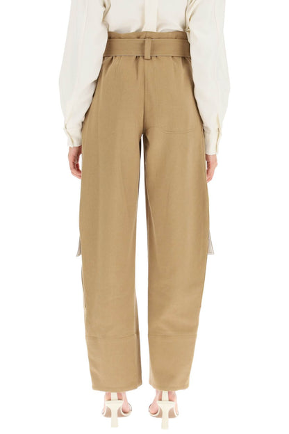 Cargo Pants With Matching Belt  - Beige