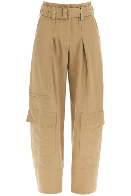 Cargo Pants With Matching Belt  - Beige