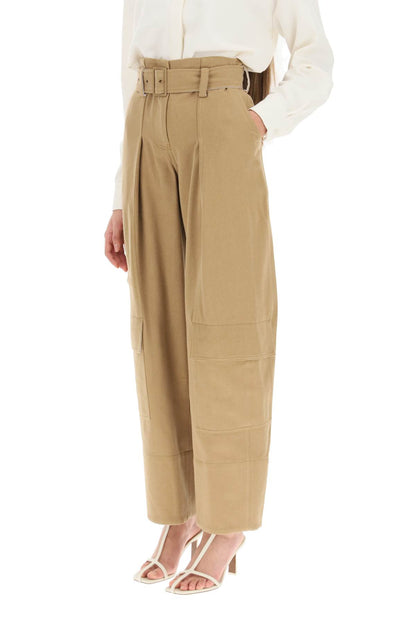 Cargo Pants With Matching Belt  - Beige