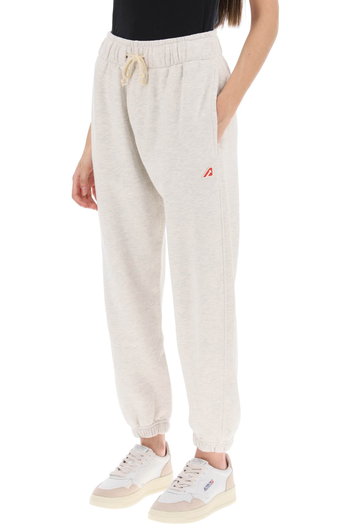 Melange Sweatpants With Logo Patch  - Grey