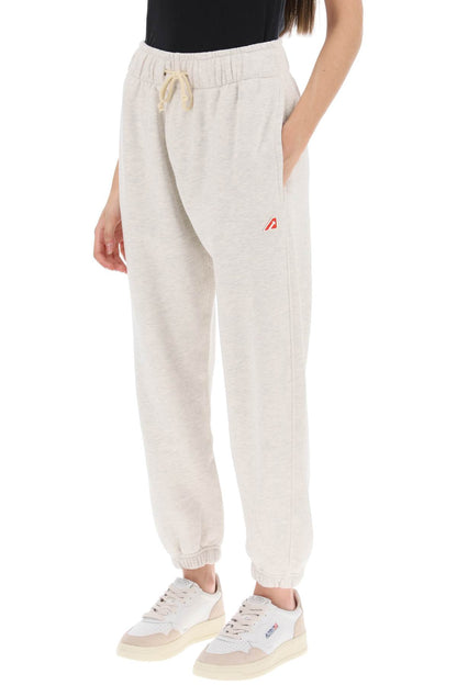 Melange Sweatpants With Logo Patch  - Grey