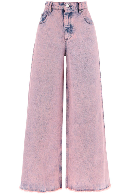 Wide Leg Jeans In Overdyed Denim  - Pink