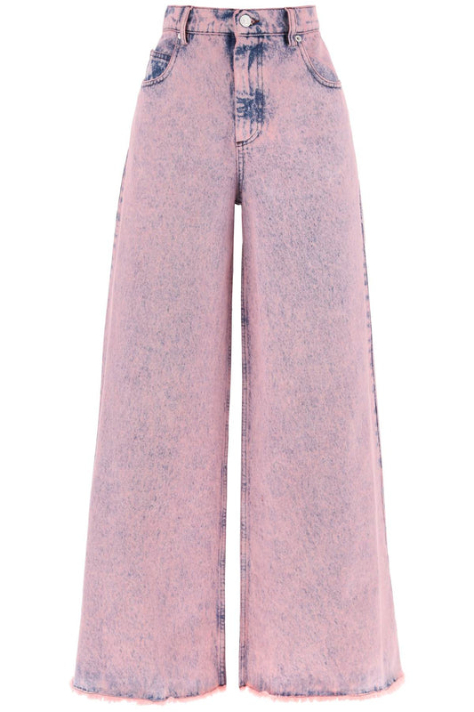 Wide Leg Jeans In Overdyed Denim  - Pink