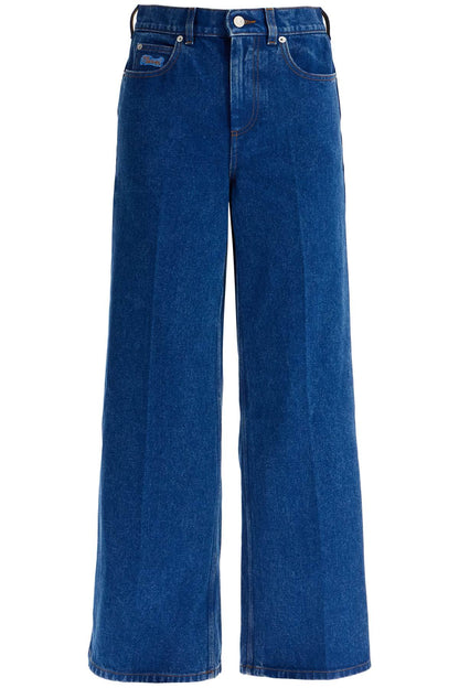 Wide Flared Leg Jeans With A  - Blue