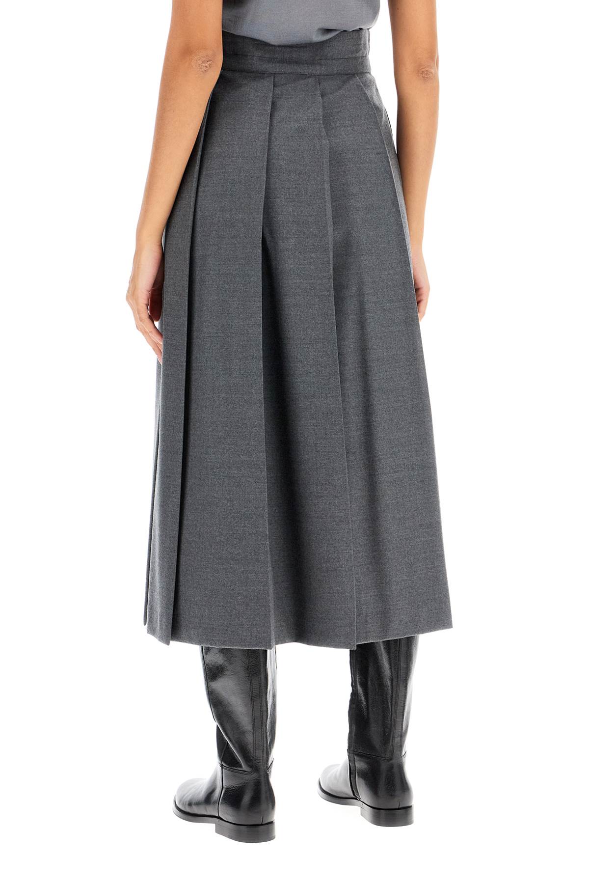 Flannel Pleated Skirt With Eight  - Grigio