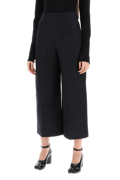 Wide-legged Cropped Pants With Flared  - Nero