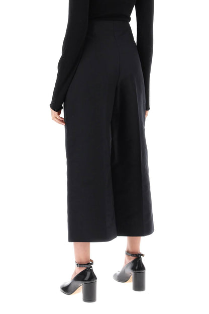 Wide-legged Cropped Pants With Flared  - Nero