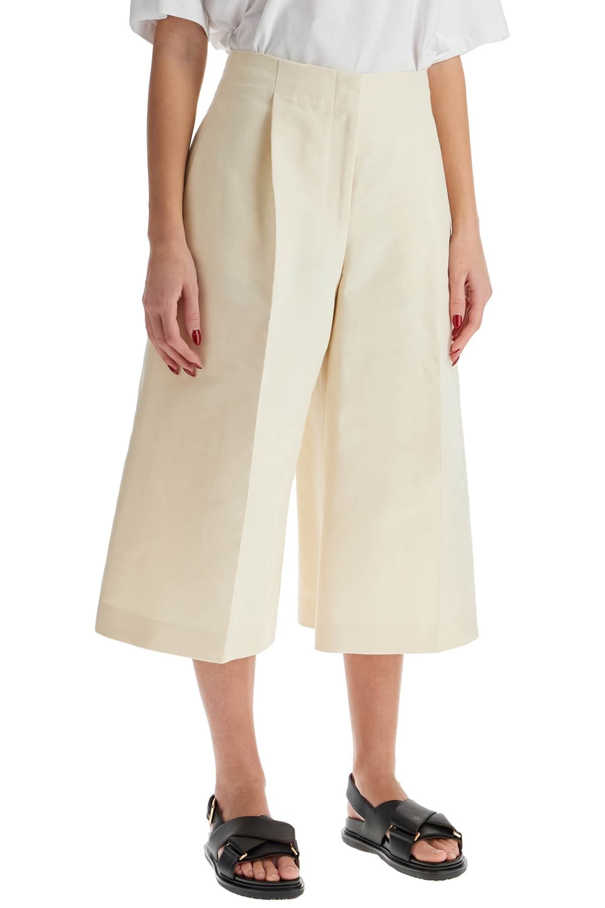 Cropped Cotton Pants In Pure Cotton  - Neutro