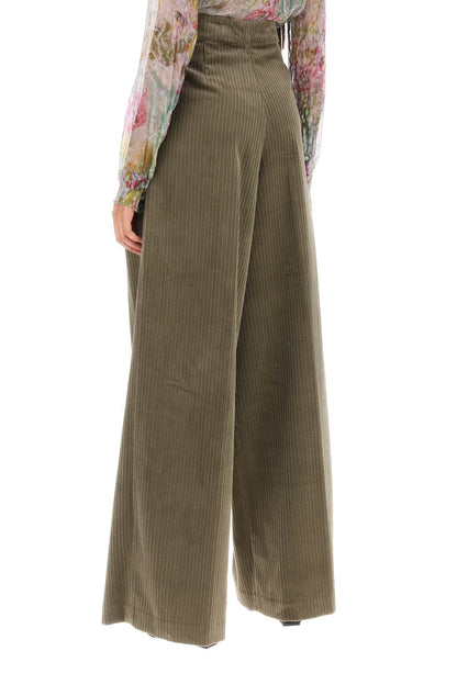 Corduroy Pamplona Palazzo Pants  - Khaki