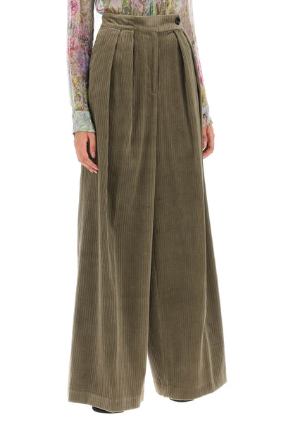 Corduroy Pamplona Palazzo Pants  - Khaki